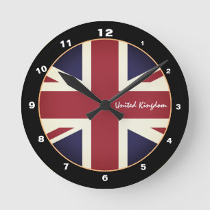 Horloge Ronde Drapeau Union Jack moderne, britannique Vintage, R
