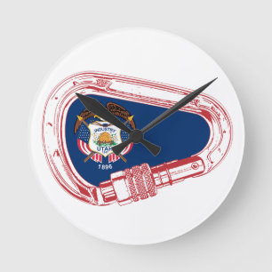 Horloge Ronde Drapeau Utah Escalade carabiner