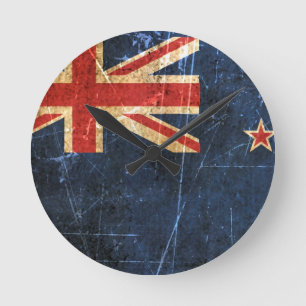 Horloge Ronde Drapeau vintage rayé et porté de la Nouvelle