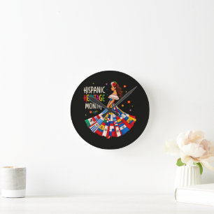 Horloge Ronde Drapeaux des pays latinos du Mois du patrimoine hi