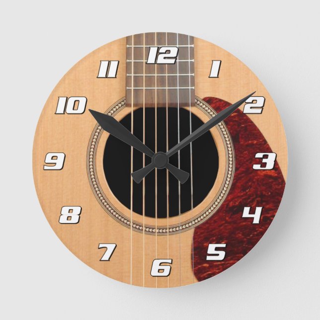 Horloge Ronde Dreadnought Acoustic 6 String Guitare avec des nom (Recto)