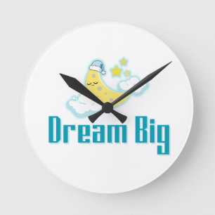 Horloge Ronde Dream Big - Moon esthétique minimaliste & Stars De