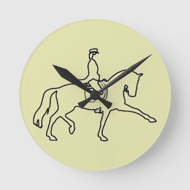 Horloge Ronde Dressage Horse & Rider Line Art (Recto)