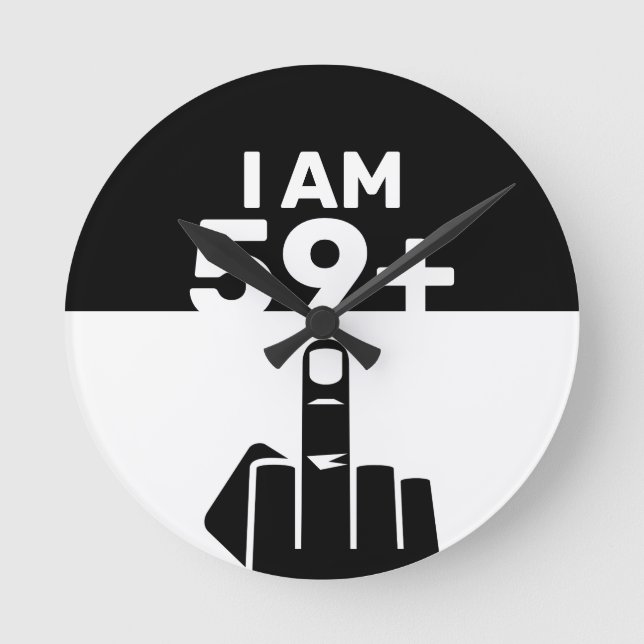 Horloge Ronde Drôle 60e cadeau d'anniversaire, 59 Plus un (Recto)