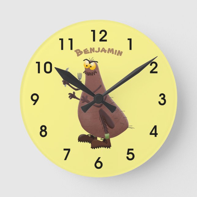 Horloge Ronde Drôle affamé pulette affamée dessin animé (Recto)