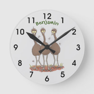 Horloge Ronde Drôle dessin animé du trio australien emu