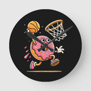 Horloge Ronde Drôle Donut Dunking Basketball Food Champ Sports D