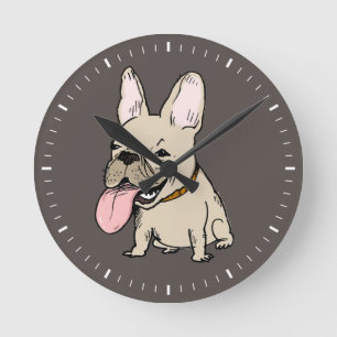 Horloge Ronde Drôle Français Bulldog Dessin Français Humoristiqu