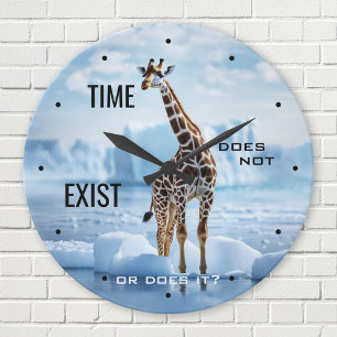 Horloge Ronde Drôle girafe surréaliste en Antarctique