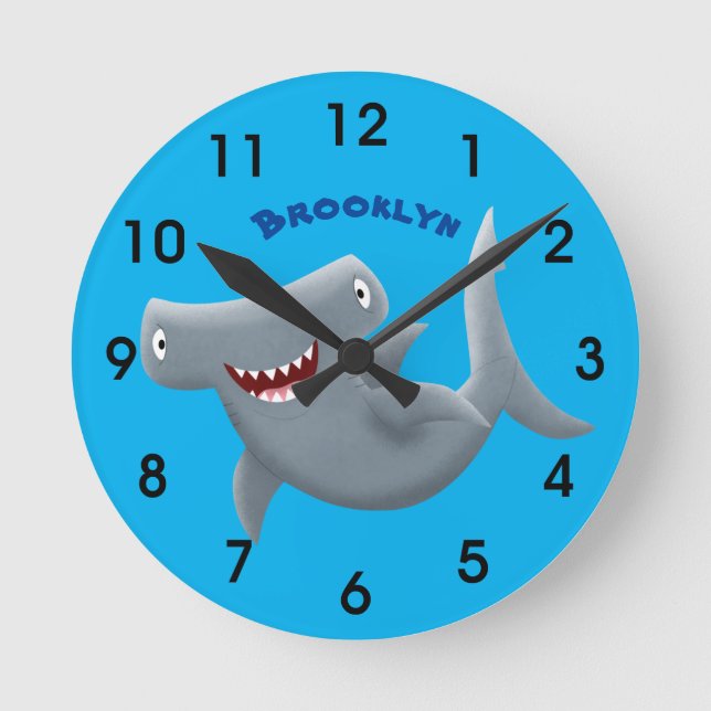 Horloge Ronde Drôle mignon requin marteau dessin animé (Recto)