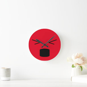 Horloge Ronde Drôle noir rouge blessant visage fâché