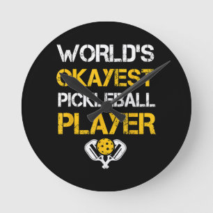 Horloge Ronde Drôle Paddle Joueur de Pickleball - Pickleballing 