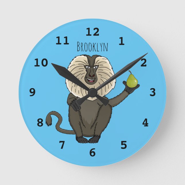 Horloge Ronde Drôle singe-singe macaque à queue de lion (Recto)
