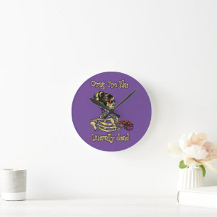 Horloge Ronde Drôle Skeleton Boire Je suis littéralement Dead Co