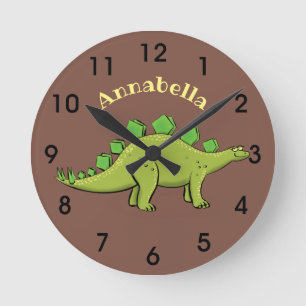 Horloge Ronde Drôle stegosaurus dinosaure dessin animé