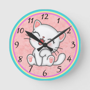 Horloge ronde du chat