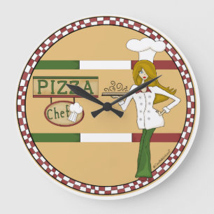 Horloge ronde du chef pizza