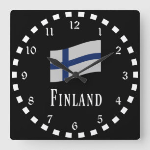 Horloge ronde du drapeau de la Finlande