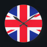 Horloge ronde du drapeau Union Jack<br><div class="desc">Horloge murale ronde avec image du drapeau Union Jack.</div>