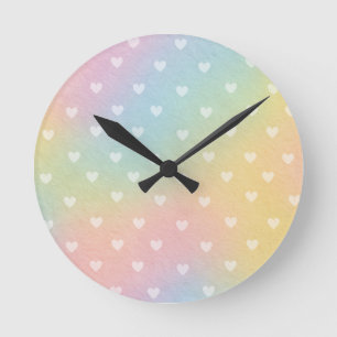 Horloge ronde du Motif Pastel Ombre Hearts