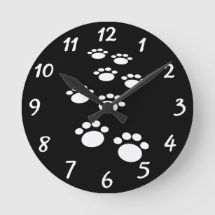 Horloge ronde du sentier Paw Pet Cartoon Cute