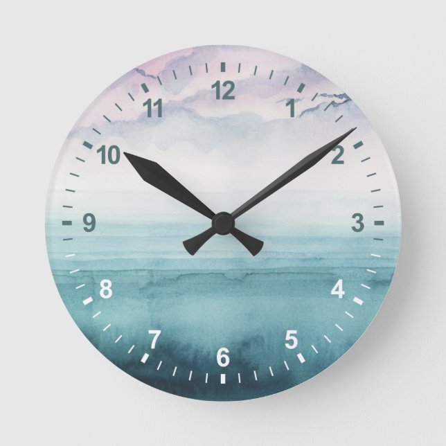 Horloge Ronde Dusk on the Bay - Aquarelle (Recto)