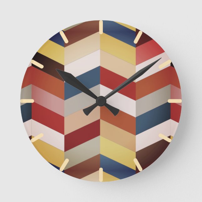 Horloge Ronde Earthy Colorful Chevron Motif (Recto)