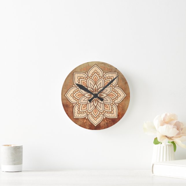 Horloge Ronde Earthy Mandala (Maison)