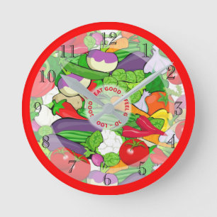 Horloge Ronde Eat Healthy Colourful