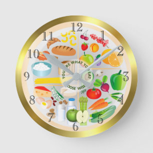 Horloge Ronde Eat Healthy Colourful