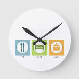 Horloge Ronde Eat Sleep Bake !