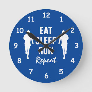 Horloge Ronde Eat Sleep Run Répéter l'horloge murale pour les ve