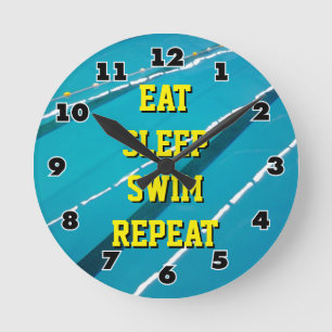 Horloge Ronde EAT SLEEP SWIM REPEAT SWIMMING wall clock