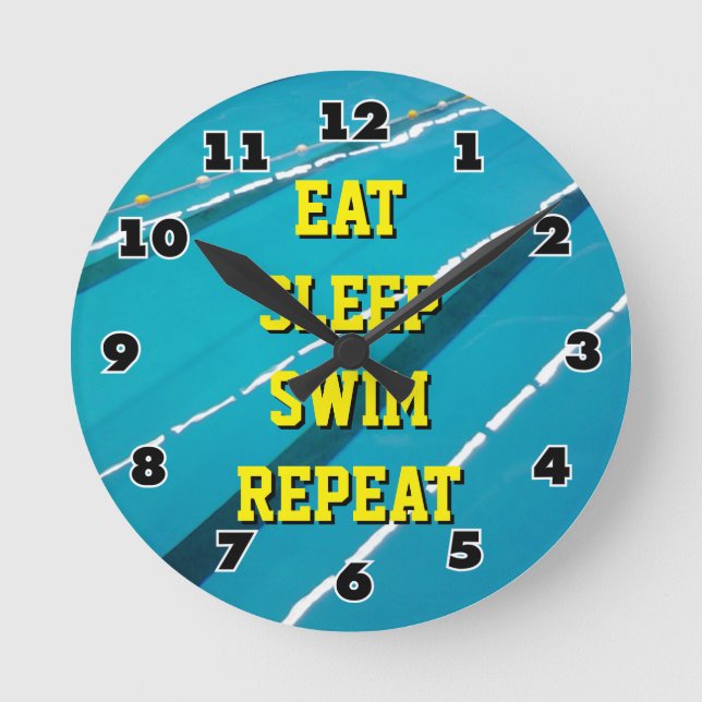 Horloge Ronde EAT SLEEP SWIM REPEAT SWIMMING wall clock (Recto)
