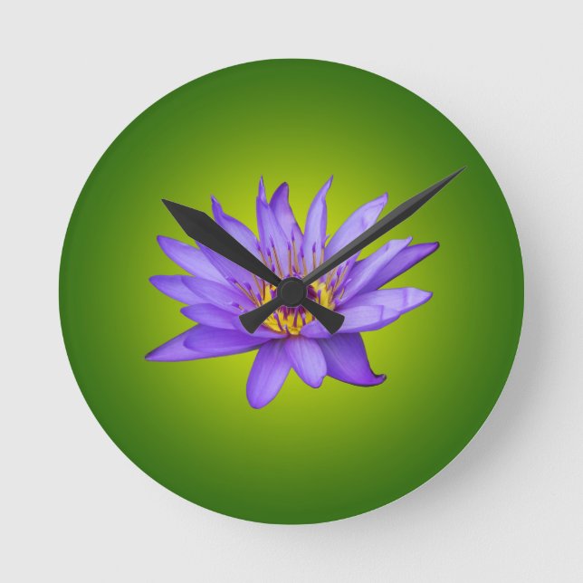 Horloge Ronde Eau Lily Étang Aquatique Purple Fleurit (Recto)