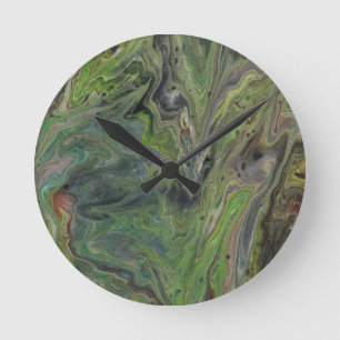 Horloge Ronde Écart De Mur Abstrait Vert Profond