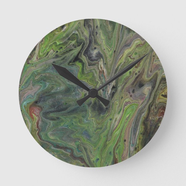 Horloge Ronde Écart De Mur Abstrait Vert Profond (Recto)