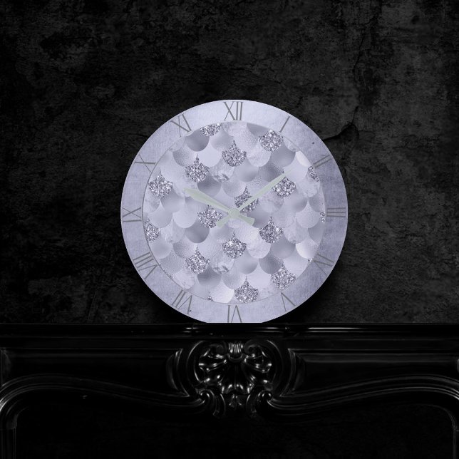 Horloge Ronde Échelles Chic Mermaid | Dusty Lavender Purple Lust (Créateur téléchargé)