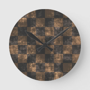 Horloge Ronde Échiquier luxueux foncé