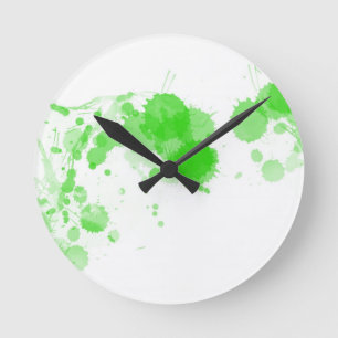Horloge Ronde Éclaboussure abstraite vert clair d'éclaboussure