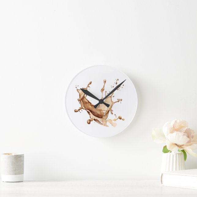 Horloge Ronde Éclaboussure de café (Maison)