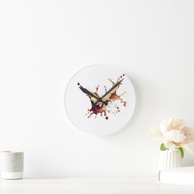 Horloge Ronde Éclaboussure de café (Maison)