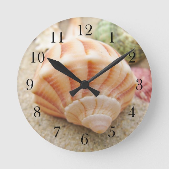 Horloge Ronde Éclair de l'étouffement de la coquille de mer rayé (Recto)
