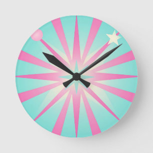 Horloge Ronde Éclat Rétro en Rose Menthe