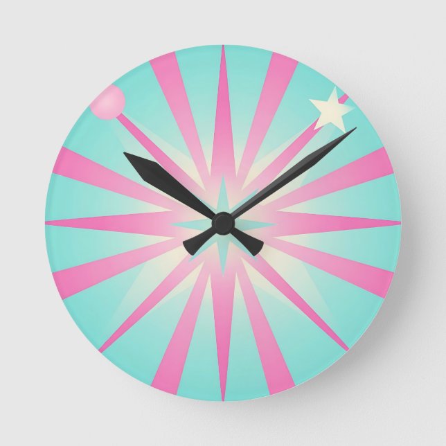 Horloge Ronde Éclat Rétro en Rose Menthe (Recto)