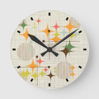 Horloge Ronde Éclats d'étoiles et globes de style moderne du mil