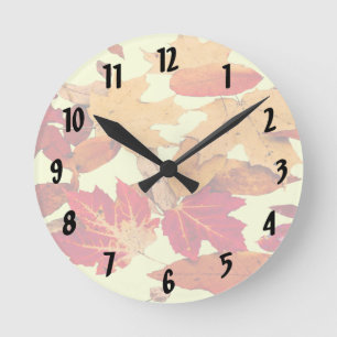 Horloge Ronde Éclosion d'automne dans l'horloge Brown jaune ora