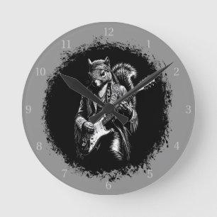 Horloge Ronde Écureuil à guitare psychédélique - Rock vintage dr