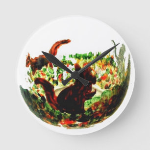 Horloge Ronde Écureuil d'automne animal sauvage