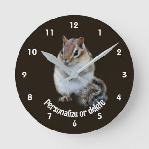 Horloge Ronde Écureuil Mignon Personnalisé